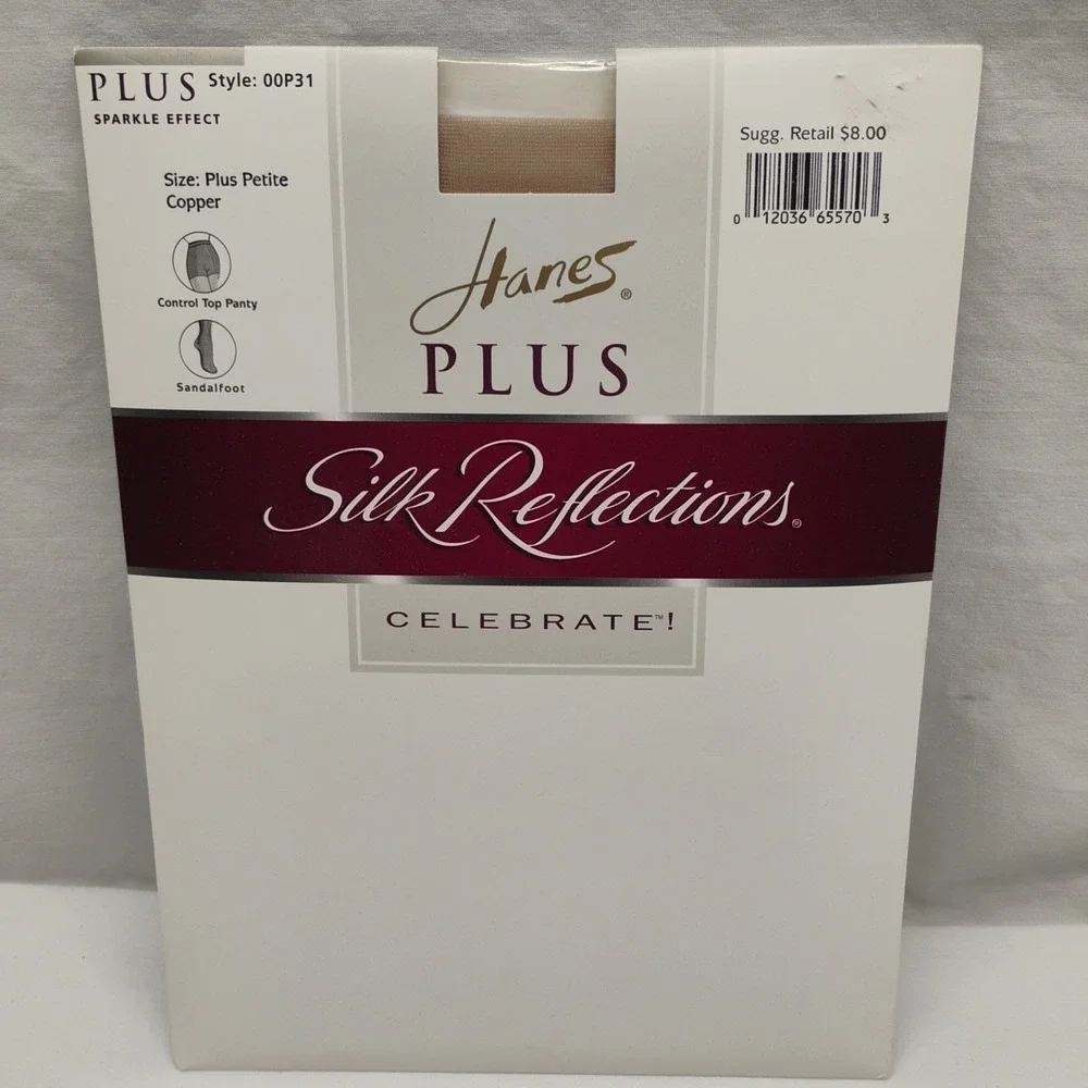 Vintage 1999 Hanes Plus Petite COPPER Silk Reflections Pantyhose Sparkle Control
